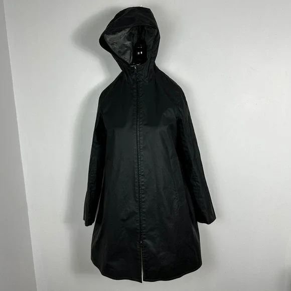 MO851 Canada Black Hooded Rain Jacket Womens Size 8 Style VCP9724 Full Zip Coat - Picture 11 of 16